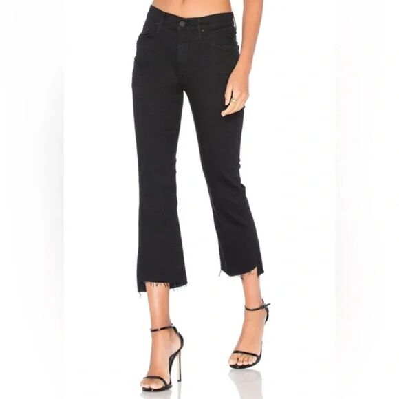 Mother The Insider Crop Step Fray Size 31 Black Jeans Not Guilty Stretchy - Picture 1 of 16